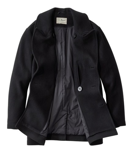 L.L. Bean NWT Wool Peacoat Navy Blue Black Winter Thinsulate Italian MENS XL Reg - Picture 13 of 22