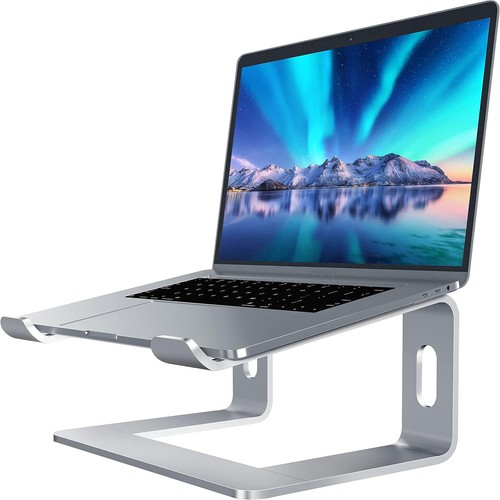 Aluminum Laptop Stand, Ergonomic Riser for 10-15.6" Notebooks, Silver