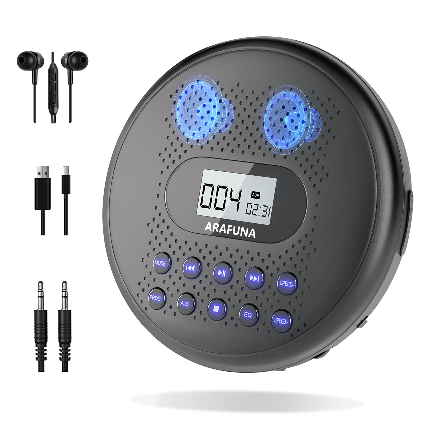 With Dual Stereo Speakers, Rechargeable Cd Player For Car ..