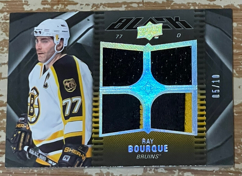 2009-10 UD Black Ray Bourque Quad Memorabilia Card #’d 5/10!!
