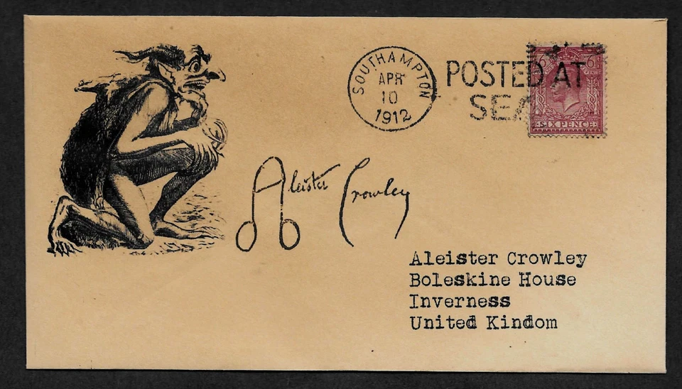 Aleister Crowley Autograph Reprint on Collector's Envelope *OP1178
