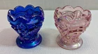 Vintage Smith Iridescent Carnival Glass Dessert Cups with Scalloped Edge