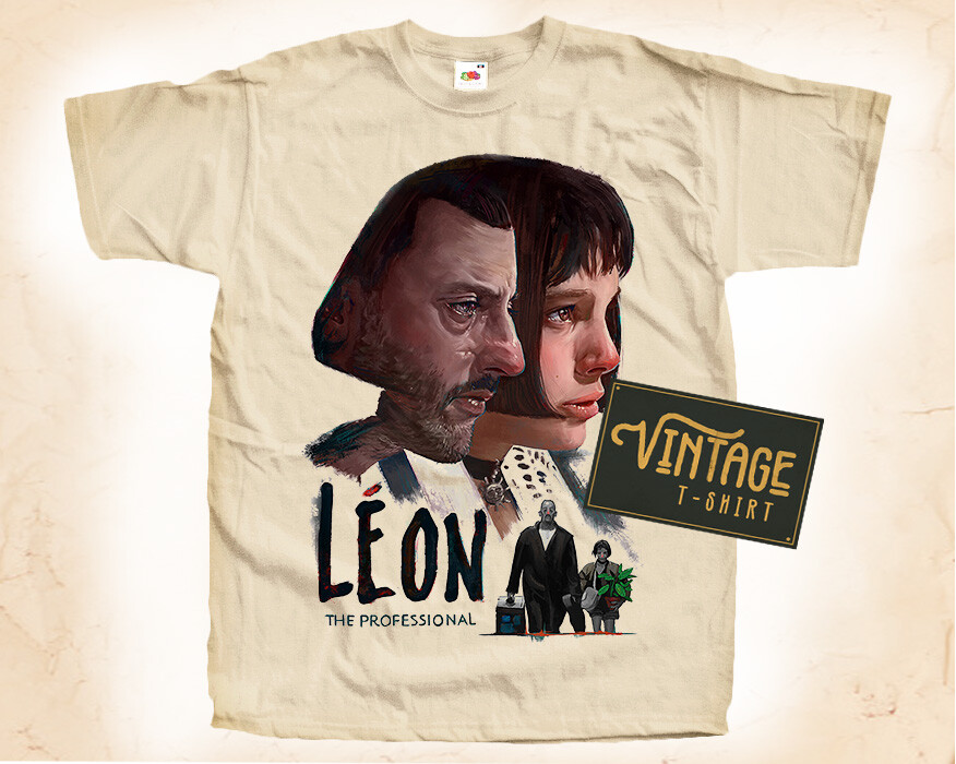 Leon Natural color Vintage T Shirt for Men Woman Unisex DTG Size S