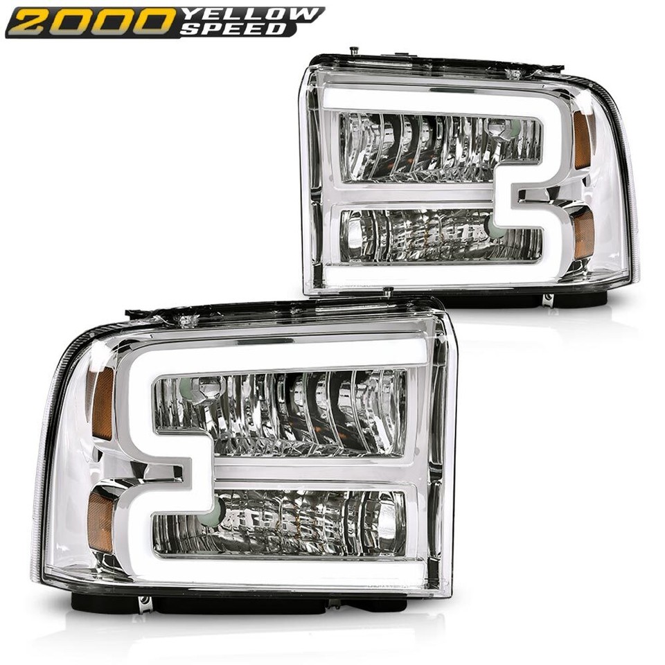 Motor-1 Headlight Assembly Black Housing Clear Corner Headlights For 2005-2007 Ford F250/F350 Super Duty (Pair) Headlights For Ford E-450 Super Duty - Foto 6
