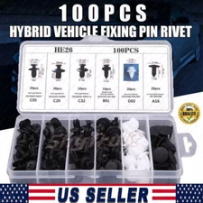 100PCS Car Retainer Auto Fasteners Push Trim Plastic Clips Pin Rivet Bumper Kit
