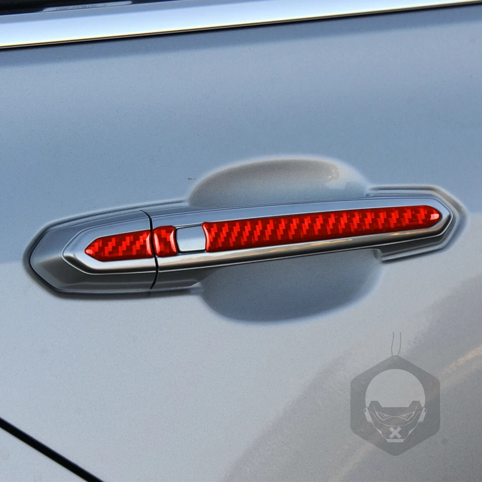 12x molduras de manija de puerta exterior para Cadillac ATS 2013-2019 rojo fibra de carbono Foto 3 de 4