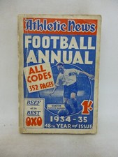 ATHLETIC NEWS FOOTBALL ANNUAL 1934-35.  VERY GOOD  CONDITION.