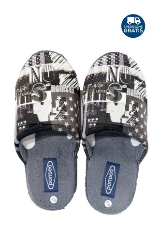 CIABATTE PANTOFOLE POMPEA RAGAZZO invernali skyline con scritte art.SISTO30  | eBay