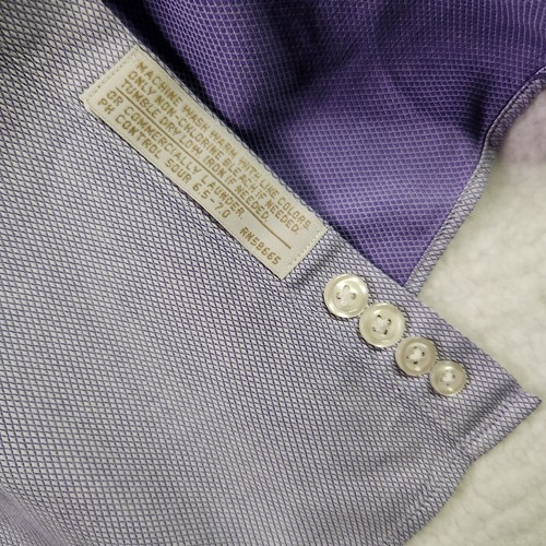 John W Nordstrom Dress Shirt 16.5 32 Trim Fit Purple White Long Sleeve Button Up - Picture 8 of 11
