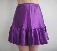 Purple Satin Mini Skirt with Ruffle. Size XS. New