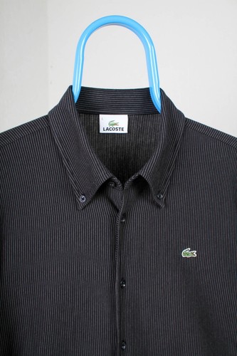 Lacoste Shirt Mens Black / Gray Stripes Long Sleeve Size L Large Perfect Cond - Picture 2 of 10