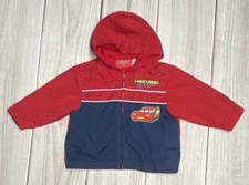 Disney Pixar Cars Size 12M Lightning McQueen Hooded Zip-Up Jacket Red Blue
