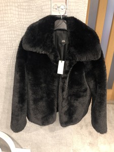small black fur coat