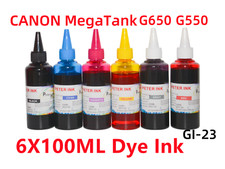 6X100ML Premium ink refills for Canon MegasTank G650 G550 Printer GI-23 ink