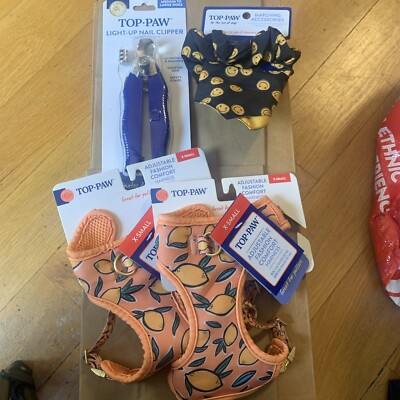 Top Paw Smiley Face Lemons Harness Light Up Nail Clipper X-small Medium Lot Pet