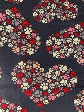 Remnant of Fabric Fat Eighth 9X21 for Crafts, Quilting, Multicolor Paw Prints 