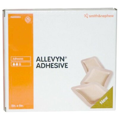 Allevyn 5'' X 5'' Square Adhesive Foam Dressing  W/ Border, Box of 10