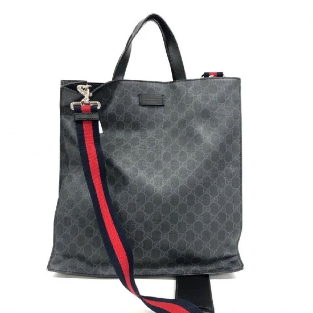 Gucci Soft GG Supreme Tote Bag 2way Shoulder Bag 495559 Black Gray GUCCI  Free