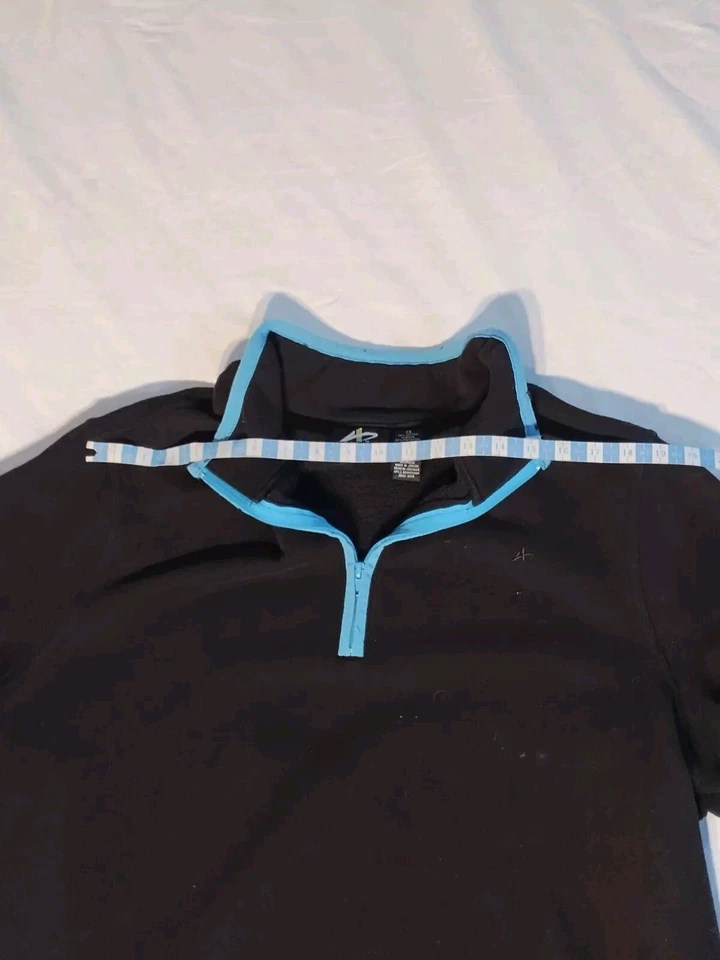 Ropa deportiva Athletech 1/4 cremallera polar para mujer 3X negra y verde azulada Foto 3 de 4