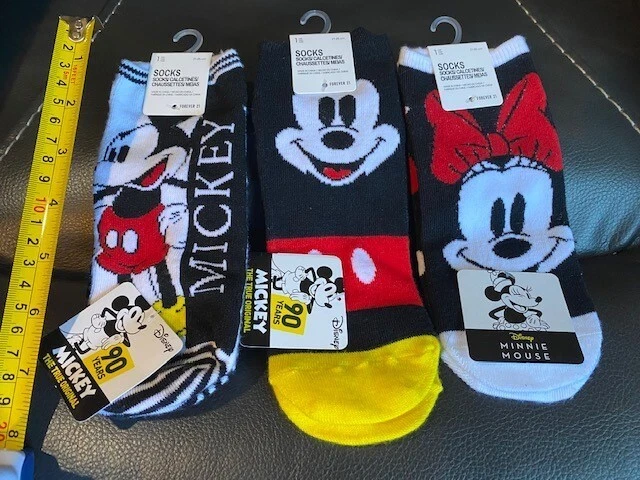 Calcetines FOREVER 21 Disney Mickey/Minnie Mouse Talla Única CORTE BAJO Tobillo Nuevos con Etiquetas 3 Pares Foto 2 de 2
