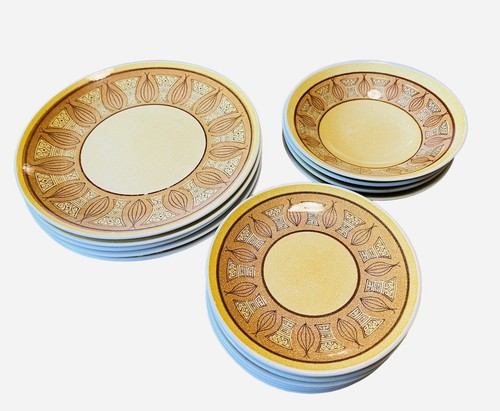 Taylor Smith Taylor Ironstone Vintage Honey Gold Dinnerware Plates Bowls MCM VTG