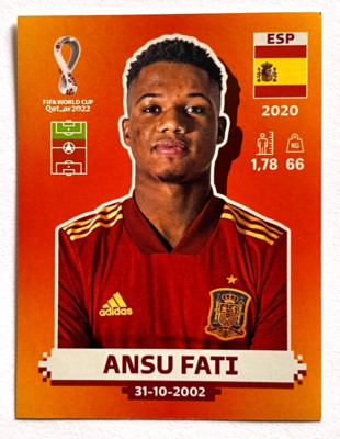 2022 FIFA WC Qatar Panini Sticker #301 ESP 16 ANSU FATI Brazil Edition