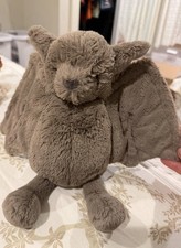 Jellycat BASHFUL BAT Plush Grey Lovey Stuffed Animal Retired Toy Authentic