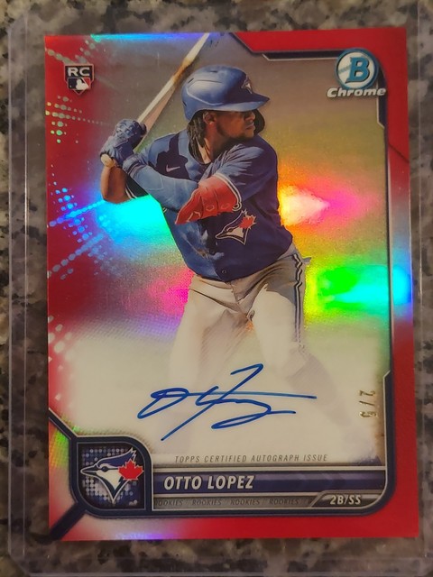 2022 Bowman Chrome Red Refractor Auto /5 Otto Lopez Rookie RC Marlins
