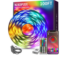 LED Strip Lights RGB Music Sync Color Changing 100ft Remote App Control for