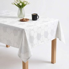 White Jacquard Wedding Tablecloth Frontier Polyester Dining Cover