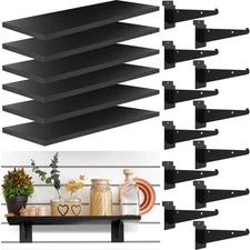 6 Pack Wooden Slatwall Shelf, 15.7" x 6" Slat Wall Shelves with Metal Bracket...