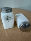 VINTAGE MCKEE MILK GLASS SALT & PEPPER SHAKERS   Art Deco Kitchenware