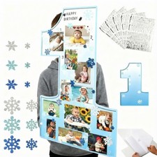 My First Year Photo Frame Board Winter Onederland 1st Decor Snowflake Picture...