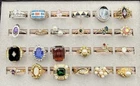 VTG Lot 25 Costume Jewelry Rings Gold Silver Tone Gems 15 Signed Avon