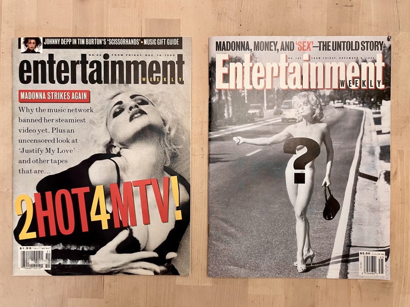 2 Vintage Entertainment Weekly: Madonna Covers #44 & #143 - (labels removed) 