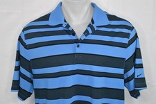 NIKE GOLF DRI-FIT XL Men's Polyester Mesh Polo Shirt Blue Black Striped