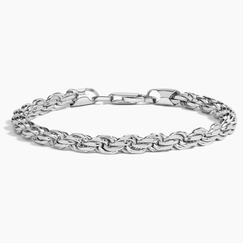 Brazalete de cuerda de plata esterlina 925 sólido real 5,50 mm de rodio para hombre 8"" pulgadas Foto 2 de 4