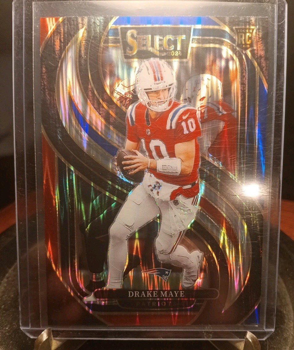 2024 Panini Select - Premier Level Drake Maye #113 Red & Blue Shock Prizm (RC)