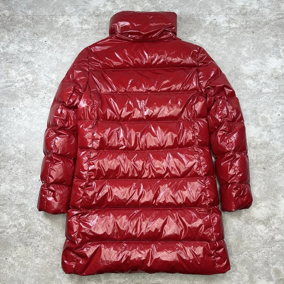 Abrigo acolchado Donna Karan New York rojo brillante XS chaqueta larga de plumón F18 DKNY Foto 2 de 4