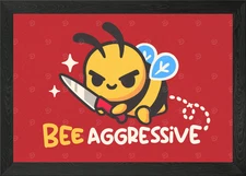 Bee Aggressive Cartoon Illustration Framed Wall Art Poster Canvas Print Picture