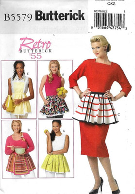 2010 Retro Circa 1955 Aprons Five Styles Sewing Pattern Butterick 5579 New OOP