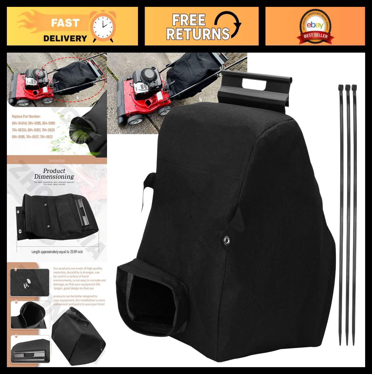 Chipper Shredder Vacuum Bag Compatible with MTD Cub Cadet CS