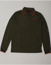 KAPPA Mens Long Sleeve Polo Shirt Small Khaki Cotton DX07