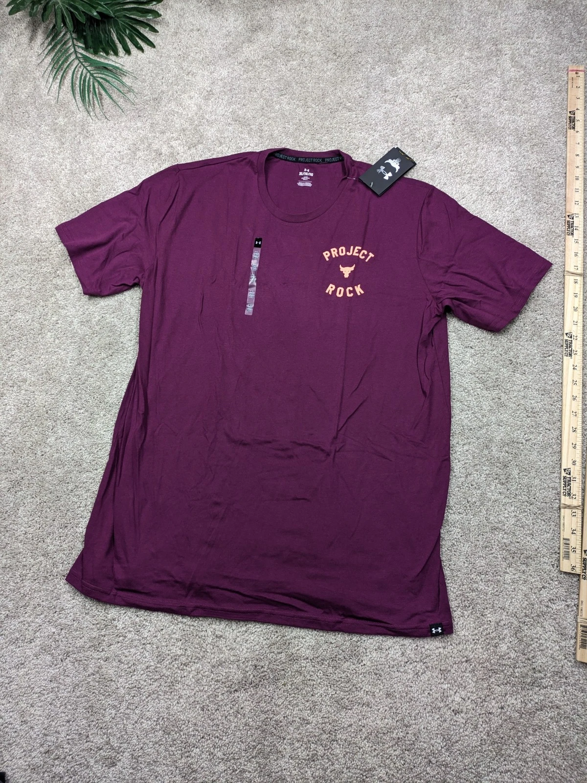 Under Armour Project Rock Shirt Mens XL Extra Large Burgundy Crew Loose NWT