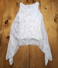 Womens Giusy Italy Italian Silk Sheer Overlay Tank Top Blouse Flowing Sides S