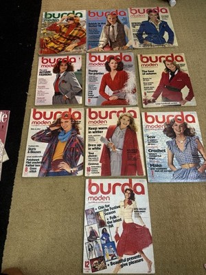 Vintage Burda Moden Magazine Lot 10  W/patterns 1978-1981 English Supplement