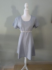 Vintage 90s Size Medium Coquette Cottagecore Floral Daisy Dress Light Blue