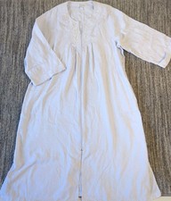 Miss Elaine Floral Embroidered Zip Robe Lilac Side Slits Women's XL