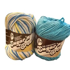 Lily Sugar 'N Cream Yarn Lot of 2 Sunkissed Bronze  Hot Blue Cotton 5 Oz