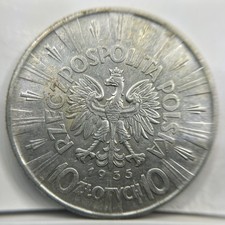 1935 Poland 10 Ten Zlotych Silver Coin - Extremely Fine - Jozef Pilsudski